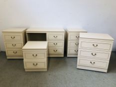 A 5 PIECE CREAM FINISH BEDROOM SUITE COMPRISING OF 3 DRAWER DRESSING TABLE,