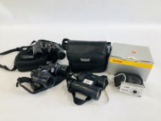 THREE PAIRS OF BINOCULARS TO INCLUDE BUSHNELL 8X42,