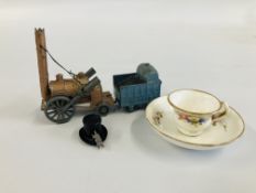 A MINIATURE COLD PAINTED TOP HAT AND MOUSE STUDY,