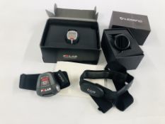 A DIGITAL WATCH MARKED POLAR IN ORIGINAL BOX ALONG WITH G1 GPS SENSOR MARKED POLAR AND ACCESSORIES