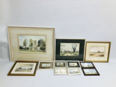 A GROUP OF 4 FRAMED WATERCOLOURS OF BROADLAND AND COUNTRY SCENES, AMATEUR WORKS BEARING SIGNATURE A.