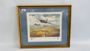 FRAMED AND MOUNTED WELLINGTONS OF 75 (NZ) SQN OVER RAF FELTWELL PRINT BY JOHN STEVENS PRINT No.