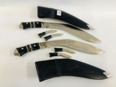 2 VINTAGE KUKRI KNIVES IN SCABBARDS