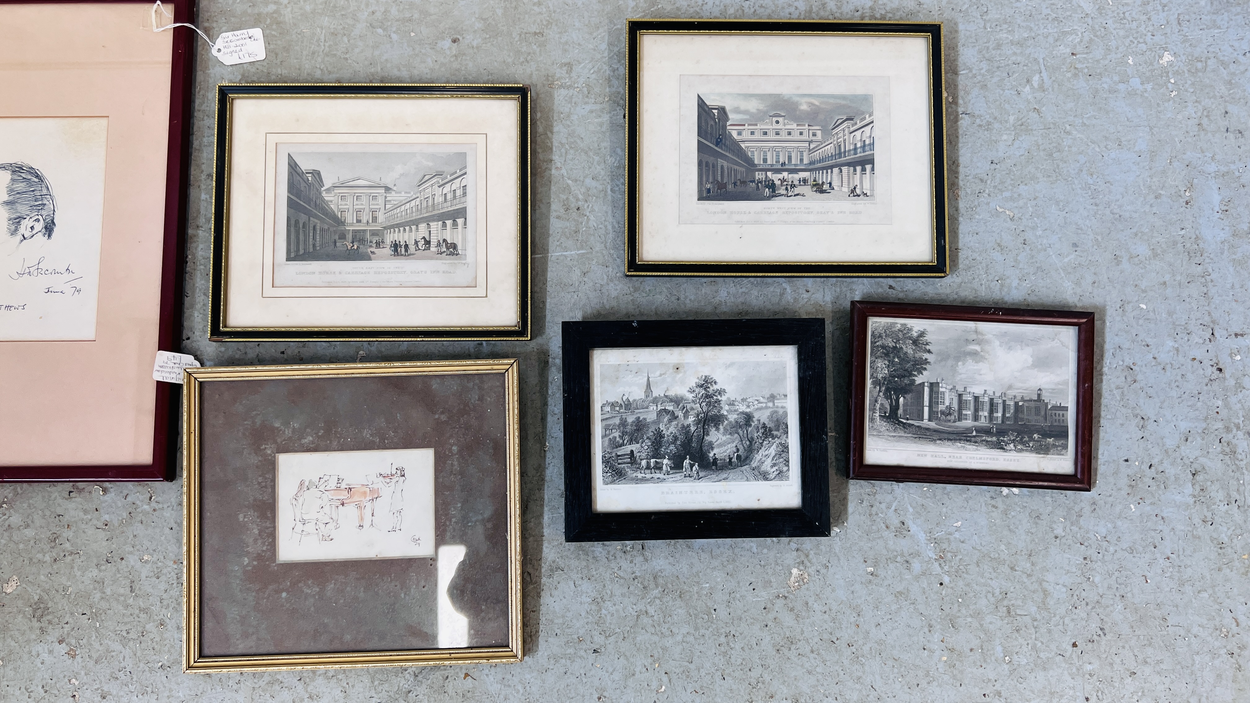 A GROUP OF EIGHT FRAMED PRINTS AND ETCHINGS TO INCLUDE EUROPEAN SQUARE SCENE SIGNED H. - Image 5 of 10