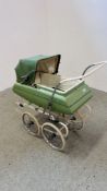 A VINTAGE CHILD'S PRAM MARKED "TRIANG"