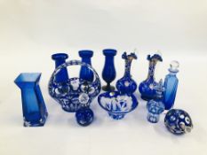 A COLLECTION OF GOOD QUALITY GLASSWARE TO INCLUDE BRISTOL BLUE EXAMPLE,