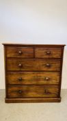 A VICTORIAN MAHOGANY 2 OVER 3 DRAWER CHEST OF DRAWERS (SPLIT CHEST) W 120CM X D 53CM X H 117CM.