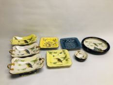 A GROUP OF CARLTON WARE LUSTRE DISHES TO INCLUDE TWO HANDLED EXAMPLES,