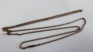 TWO 9CT GOLD NECKLACES, L 48CM AND L 32CM.