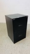 MODERN BLACK FINISHED TRIUMPH 2 DRAWER FILING CABINET 40CM W X 40CM D X 63CM H.