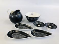 7 PIECES OF FOLEY BONE CHINA BY HAZEL THOMPSON, "DOMINO",