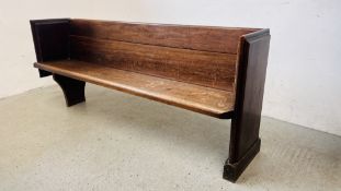 ANTIQUE PITCH PINE CHAPEL PEW - LENGTH 198CM.