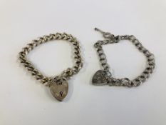VINTAGE 925 SILVER GATE BRACELETS: FIRST WITH SINGLE KEY CHARM FITTED, SECOND WITH NO CHARMS FITTED.