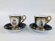 A CHINA NAPOLEON CUP AND SAUCER AND ONE OTHER.