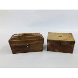 AN ANTIQUE ROSEWOOD TEA CADDY - W 30.