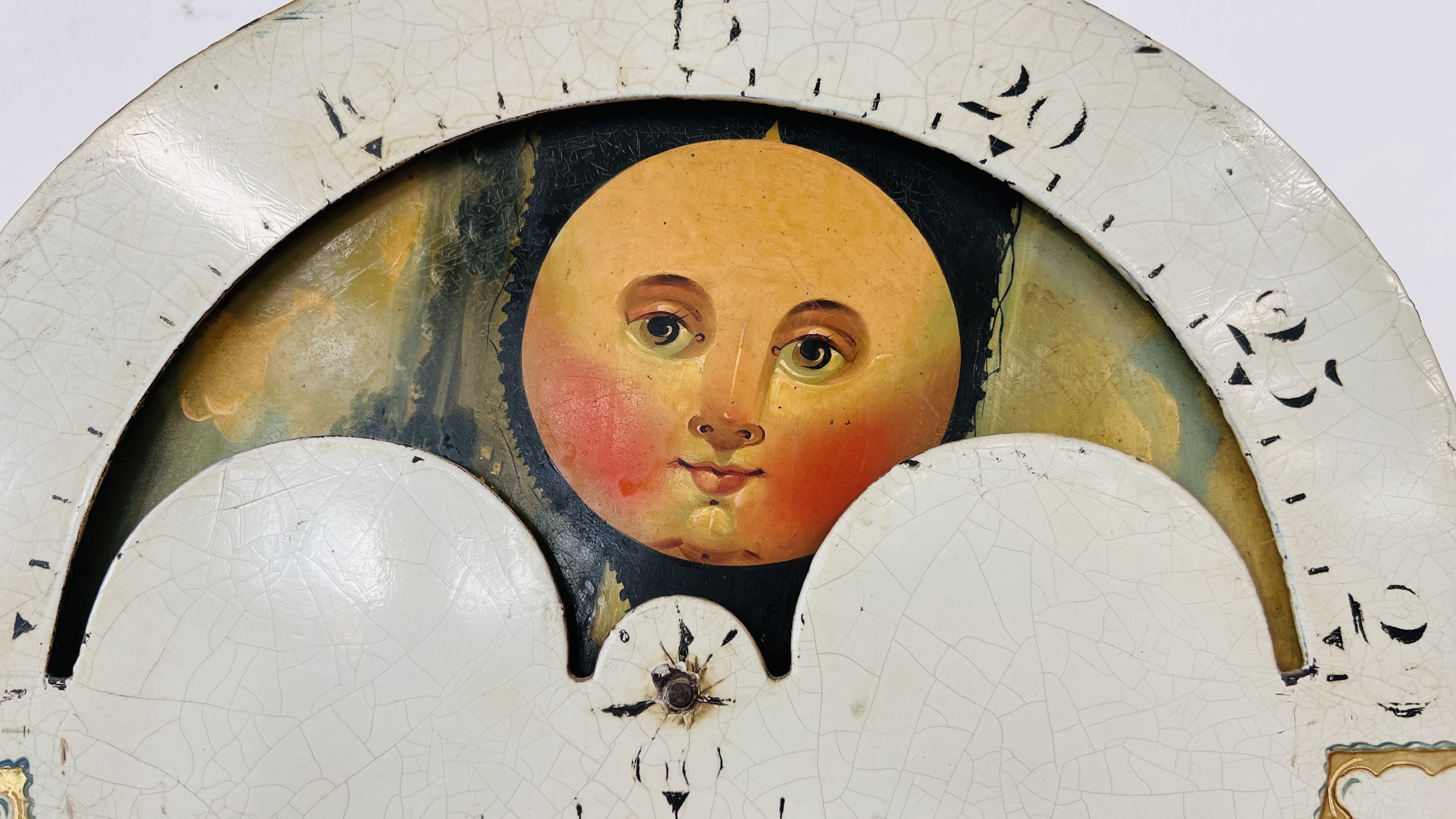 A MAHOGANY LONG CASE CLOCK ARCHED HAND PAINTED MOON PHASE DIAL. - Image 35 of 35