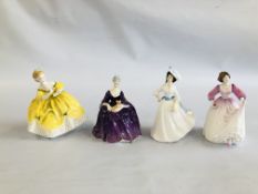 4 X ROYAL DOULTON FIGURINES TO INCLUDE CHARLOTTE HN2421 1971, THE LAST WALTZ HN2315 1965,