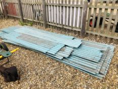 APPROXIMATELY 15 USED TIN ROOFING SHEETS LARGEST W 114CM X L 416CM, SOME A/F.