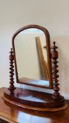 A VICTORIAN MAHOGANY BARLEY TWIST DRESSING MIRROR.