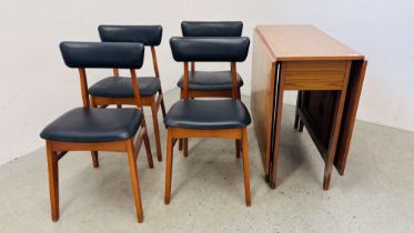 A MID CENTURY SCHREIBER DROP LEAF TABLE, 84CM X 153CM,