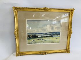 FRAMED AND MOUNTED WATERCOLOUR "NEAR STEWARTON" SIGNED TOM CAMBELL 25CM X 35CM.