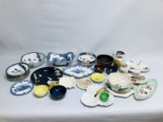 TWO BOXES CONTAINING AN EXTENSIVE COLLECTION OF CARLTON WARE TO INCLUDE BLUE AND WHITE AND BIRD