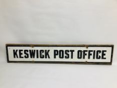 KESWICK, NORFOLK, ENAMEL POST OFFICE SIGN.