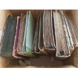 CIGARETTE CARDS: BOX WITH TEN OLD STYLE CORNER SLOT ALBUMS WITH VARIOUS REMAINDER COLLECTIONS,