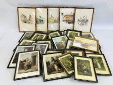 28 MIXED FRAMED PICTURES & PRINTS TO INCLUDE MANY CRIES LONDON,