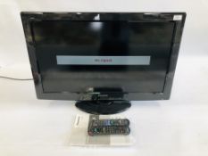 A PANASONIC 32 INCH FLAT SCREEN TELEVISION SET, WITH MANUAL AND REMOTE - MODEL NO. TX-L32 X 20B.