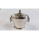 A SILVER TEA CADDY 1899 WILLIAM HUTTON & SONS LTD LONDON ASSAY 9CM H X 9.5CM W.