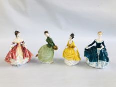 4 X ROYAL DOULTON FIGURINES TO INCLUDE GRACE HN2318 1965, CORALIE HN2307 1963,