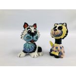 TWO LORNA BAILEY COLLECTORS CATS BEARING SIGNATURE - APPROX H 14CM.