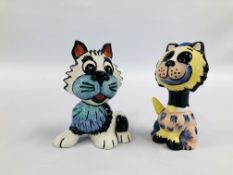 TWO LORNA BAILEY COLLECTORS CATS BEARING SIGNATURE - APPROX H 14CM.
