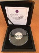 COINS: ALDERNEY 2022 PLATINUM JUBILEE SILVER PROOF FIVE POUND COIN IN JUBILEE MINT CASE WITH