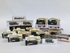 A BOX OF ASSORTED BOXED DIE-CAST MODEL VEHICLES TO INCLUDE DAYS GONE AND EDDIE STOBART LTD ETC.