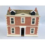 AN IMPRESSIVE HAND CRAFTED 3 STOREY DOLLS HOUSE AND CONTENTS TO INCLUDE ASSORTED FURNITURE AND
