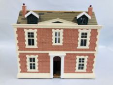 AN IMPRESSIVE HAND CRAFTED 3 STOREY DOLLS HOUSE AND CONTENTS TO INCLUDE ASSORTED FURNITURE AND