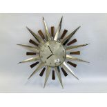 A 1960'S METAMEC SUNBURST CLOCK.