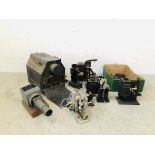 A COLLECTION OF VINTAGE FILM PROJECTORS AND MAGIC LANTERNS TO INCLUDE ROSS LONDON 8MM 9.