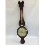 A MAHOGANY CASE BAROMETER THE DIAL MARKED SWAFFHAM A/F.