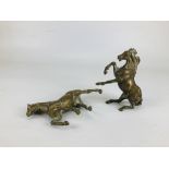 2 HEAVY SOLID BRASS HORSE FIGURES