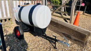 A GARDEN 200 LTR BARREL TOWING BOWSER FITTED WITH WHALE SUBMERSIBLE PUMP (NOT FOR ROAD USE)