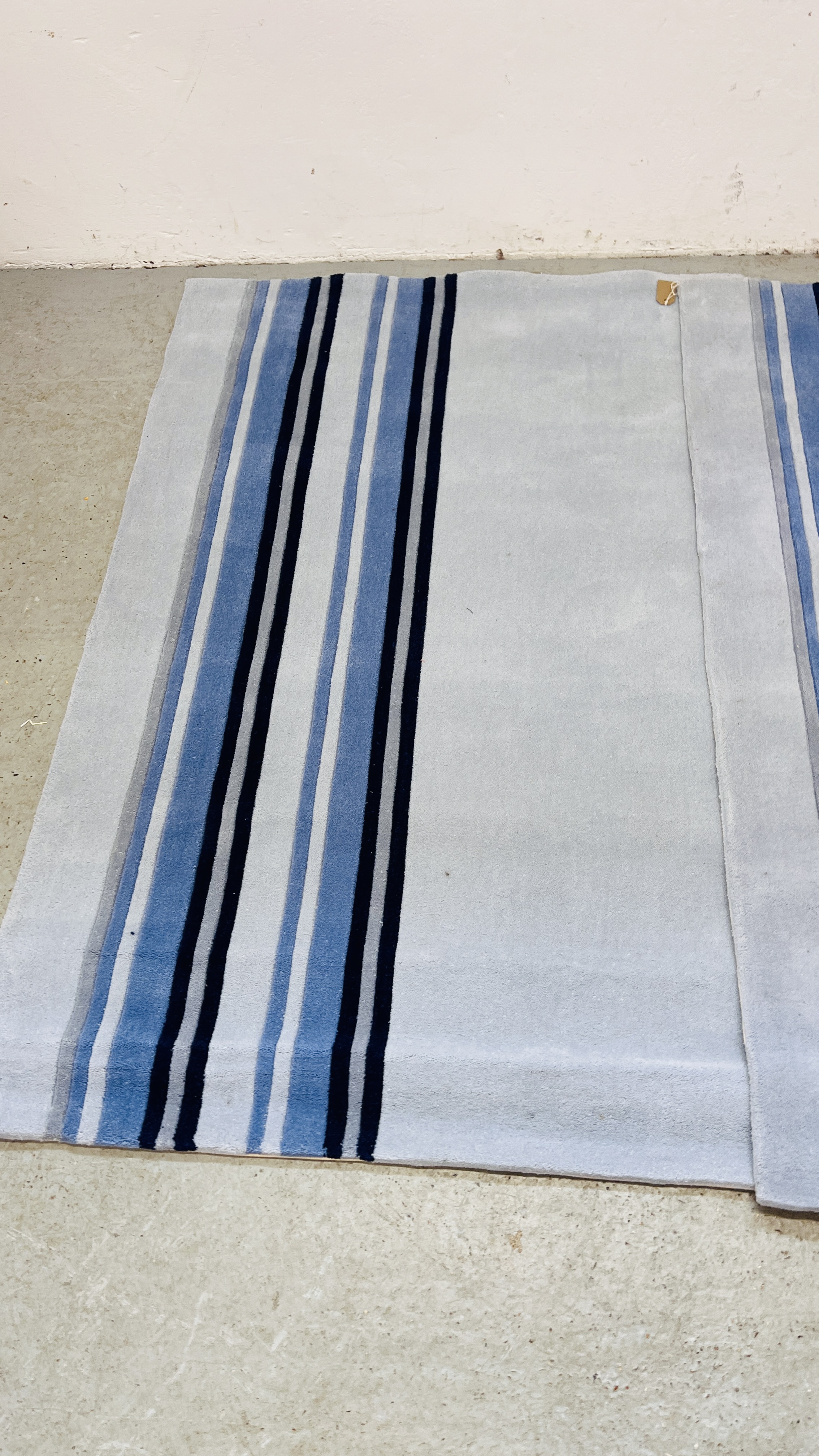 TWO APOLLO HANDMADE BLUE RUGS, 108CM X 167CM. - Image 3 of 4