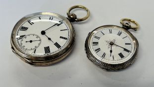 TWO VINTAGE SILVER CASED POCKET WATCHES,