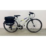 A VIKING QUO VADIS TREKKING SPORT 21 SPEED LADIES ROAD BIKE ALONG WITH AN OXFORD PANNIER.