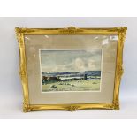FRAMED AND MOUNTED WATERCOLOUR "NEAR STEWARTON" SIGNED TOM CAMBELL 25CM X 35CM.