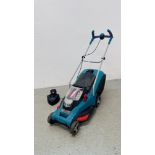 BOSCH ROTAK 43CM CUT LI ERGOFLEX 36 VOLT CORDLESS LAWN MOWER COMPLETE WITH TWO BATTERIES,