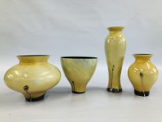 A COLLECTION OF 4 CAITHNESS VASES FROM THE EBONY RANGE (SMALL RIM CHIPS TO TWO EXAMPLES).