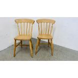 A PAIR OF MODERN BEECHWOOD KITCHEN CHAIRS